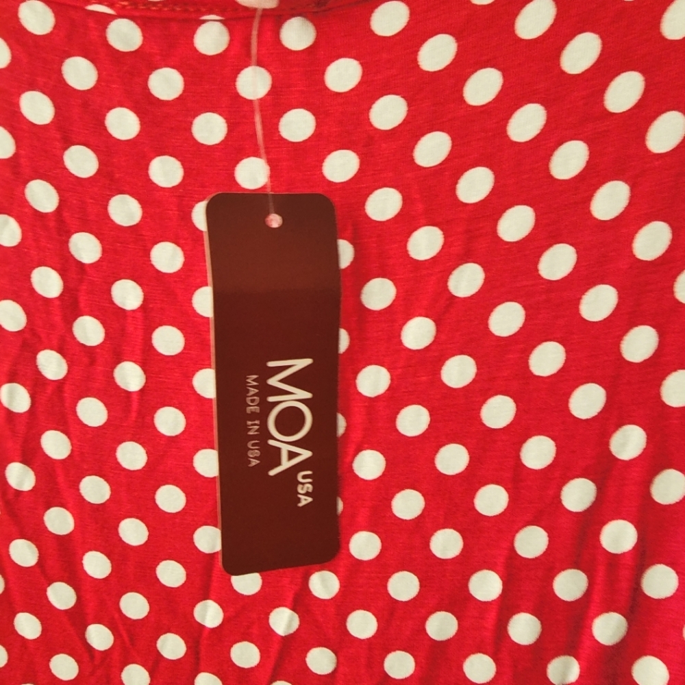 MOA Red w/ White Polka Dots Tank Top Grey Panels Plus Size 3xl NWT - Picture 8 of 8